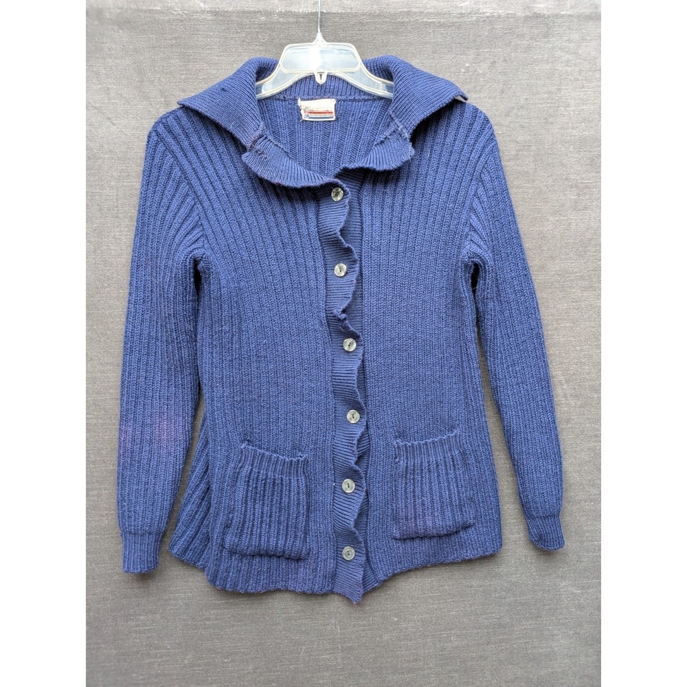 Knockabouts by Pendleton Blue Virgin Wool Cardigan Sweater Granny Mail Lady 40